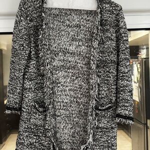Mango Black and White Textured Cardigan